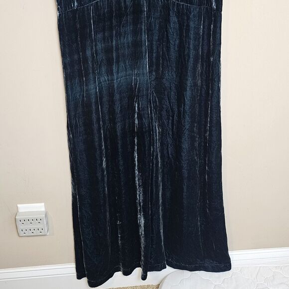 Love Johnny Was Cropped L Green Velour Silk Rayon Blend Jumper Jumpsuit Holiday‎ - Picture 10 of 12